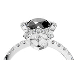White gold Fancy Black Marquise Cut Diamond Halo Pave Band with Four-Prong Setting_7