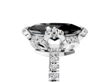 White gold Fancy Black Marquise Cut Diamond Halo Pave Band with Four-Prong Setting_8