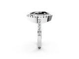 White gold Fancy Black Marquise Cut Diamond Halo Ring with Pavé Band and Prong Setting_14