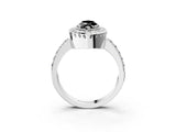 White gold Fancy Black Marquise Cut Diamond Halo Ring with Pavé Band and Prong Setting_15