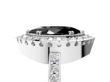 White gold Fancy Black Marquise Cut Diamond Halo Ring with Pavé Band and Prong Setting_17