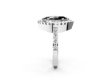 White gold Fancy Black Marquise Cut Diamond Halo Ring with Pavé Band and Prong Setting_2