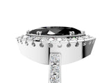 White gold Fancy Black Marquise Cut Diamond Halo Ring with Pavé Band and Prong Setting_5