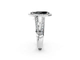 White gold Fancy Black Marquise Cut Diamond Halo Ring with Split Shank Pavé Band and Four-Prong Setting_14