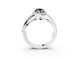 White gold Fancy Black Marquise Cut Diamond Halo Ring with Split Shank Pavé Band and Four-Prong Setting_15