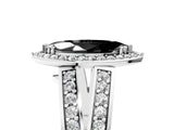 White gold Fancy Black Marquise Cut Diamond Halo Ring with Split Shank Pavé Band and Four-Prong Setting_17