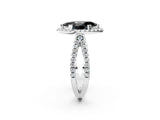 White gold Fancy Black Marquise Cut Diamond Halo Ring with Split Shank Pavé Band and Prong Setting_14