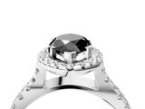 White gold Fancy Black Marquise Cut Diamond Halo Ring with Split Shank Pavé Band and Prong Setting_16