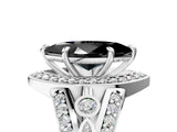 White gold Fancy Black Marquise Cut Diamond Halo Ring with Split Shank and Bezel Accents and Four-Prong Setting_5