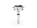 White gold Fancy Black Marquise Cut Diamond Halo Ring with Split Shank and Bezel Accents and Prong Setting_2