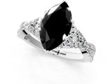White gold Fancy Black Marquise Cut Diamond  Halo Twist Band Solitaire Prong Setting Ring_13