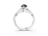 White gold Fancy Black Marquise Cut Diamond  Halo Twist Band Solitaire Prong Setting Ring_15