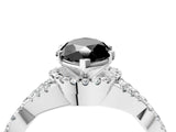 White gold Fancy Black Marquise Cut Diamond  Halo Twist Band Solitaire Prong Setting Ring_16
