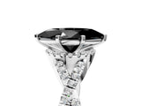 White gold Fancy Black Marquise Cut Diamond  Halo Twist Band Solitaire Prong Setting Ring_17