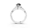 White gold Fancy Black Marquise Cut Diamond  Halo Twist Band Solitaire Prong Setting Ring_51