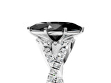 White gold Fancy Black Marquise Cut Diamond  Halo Twist Band Solitaire Prong Setting Ring_53