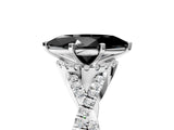 White gold Fancy Black Marquise Cut Diamond Halo Twist Band Solitaire Prong Setting Ring_5