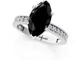White gold Fancy Black Marquise Cut Diamond Milgrain Pavé Engagement Ring with Four-Prong Setting_1