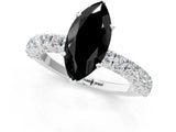 White gold Fancy Black Marquise Cut Diamond Pavé Band Solitaire Ring with Prong Setting_25