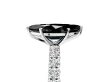 White gold Fancy Black Marquise Cut Diamond Pavé Band Solitaire Ring with Prong Setting_29