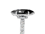 White gold Fancy Black Marquise Cut Diamond Pavé Engagement Ring with Round  Accents and Prong Setting_29