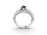 White gold Fancy Black Marquise Cut Diamond Pave Art Deco Split Shank Ring with Four-Prong Setting_3