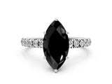 White gold Fancy Black Marquise Cut Diamond Pave Band Solitaire Ring with Round  and Prong Setting_72
