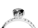 White gold Fancy Black Marquise Cut Diamond Pave Band Solitaire Ring with Round  and Prong Setting_76