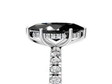White gold Fancy Black Marquise Cut Diamond Pave Band Solitaire Ring with Round  and Prong Setting_77