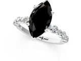 White gold Fancy Black Marquise Cut Diamond Prong Set Engagement Ring with Pave Band_1