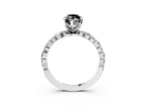 White gold Fancy Black Marquise Cut Diamond Prong Set Engagement Ring with Pave Band_3