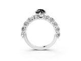 White gold Fancy Black Marquise Cut Diamond Prong Setting with Side Stones on a Pave Band_3