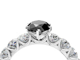 White gold Fancy Black Marquise Cut Diamond Prong Setting with Side Stones on a Pave Band_4