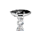 White gold Fancy Black Marquise Cut Diamond Prong Setting with Side Stones on a Pave Band_5