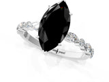 White gold Fancy Black Marquise Cut Diamond Ring with Marquise and Round  Side Stones and Four-Prong Setting_85