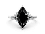 White gold Fancy Black Marquise Cut Diamond Ring with Side Stones and Four-Prong Setting_60