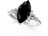 White gold Fancy Black Marquise Cut Diamond Ring with Side Stones and Four-Prong Setting_61