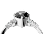 White gold Fancy Black Marquise Cut Diamond Ring with Side Stones and Four-Prong Setting_64