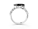 White gold Fancy Black Marquise Cut Diamond Scattered Round Accent Ring with Prong Setting_15