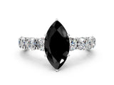 White gold Fancy Black Marquise Cut Diamond Side Stone Engagement Ring with Four-Prong Setting_24