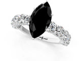 White gold Fancy Black Marquise Cut Diamond Side Stone Engagement Ring with Four-Prong Setting_25