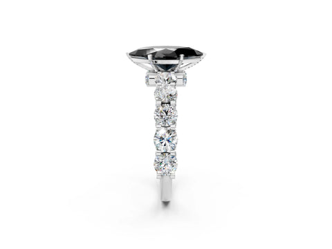 White gold Fancy Black Marquise Cut Diamond Side Stone Engagement Ring with Four-Prong Setting_26