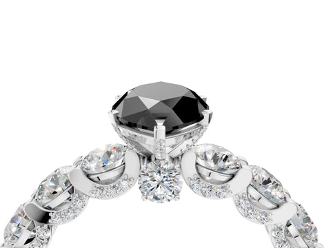 White gold Fancy Black Marquise Cut Diamond Side Stone Engagement Ring with Four-Prong Setting_28