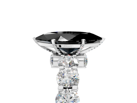 White gold Fancy Black Marquise Cut Diamond Side Stone Engagement Ring with Four-Prong Setting_29