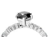 White gold Fancy Black Marquise Cut Diamond Side Stone Solitaire Ring with Round  and Four-Prong Setting_16
