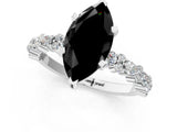 White gold Fancy Black Marquise Cut Diamond Side Stone Solitaire Ring with Round  and Four-Prong Setting_61