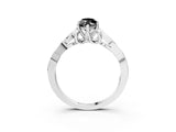 White gold Fancy Black Marquise Cut Diamond Solitaire Engagement Ring with Celtic Knot Band and Four-Prong Setting_3
