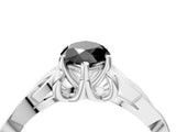 White gold Fancy Black Marquise Cut Diamond Solitaire Engagement Ring with Celtic Knot Band and Four-Prong Setting_4