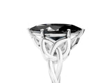White gold Fancy Black Marquise Cut Diamond Solitaire Engagement Ring with Celtic Knot Band and Four-Prong Setting_5