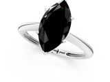 White gold Fancy Black Marquise Cut Diamond Solitaire Engagement Ring with Classic Band and Four-Prong Setting_13